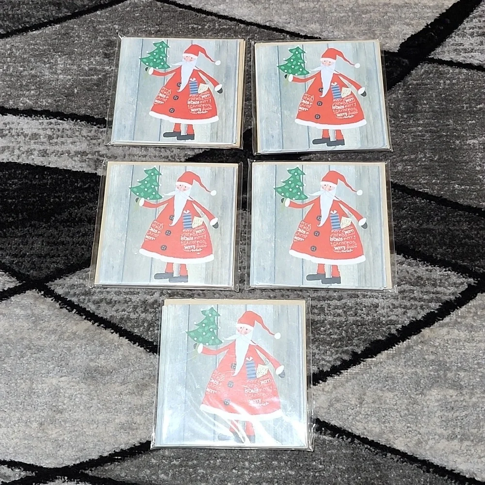 MICHAEL'S RUSTIC SANTA MERRY CHRISTMAS 30 BLANK NOTE GREETINGS CARDS & E…